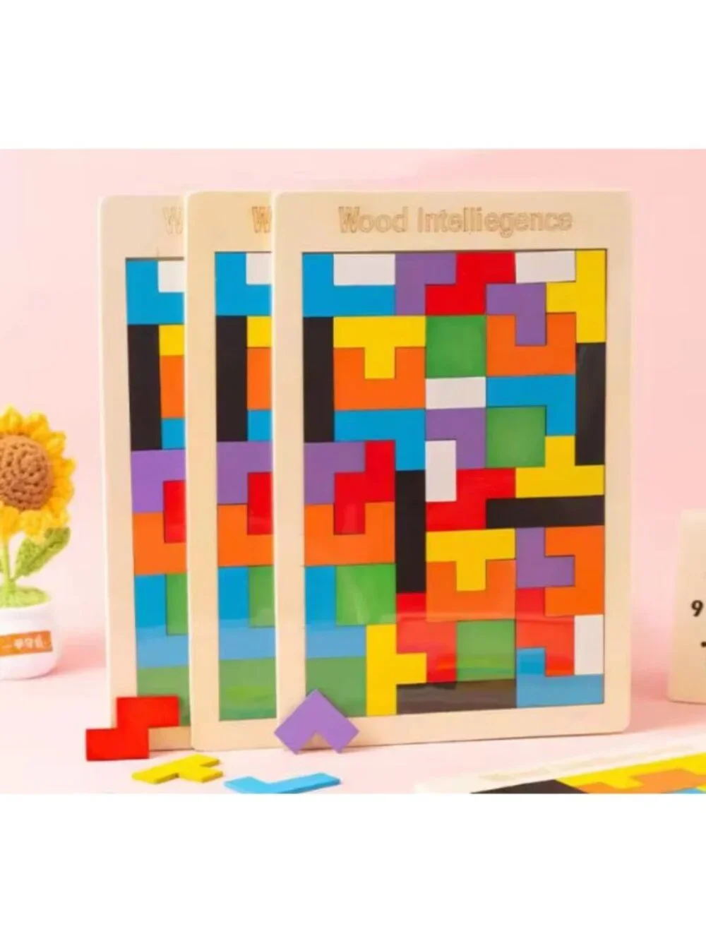 3 PCS 3D Wooden Puzzle Baby Early Education Fun Game Children Thinking Logic Toy